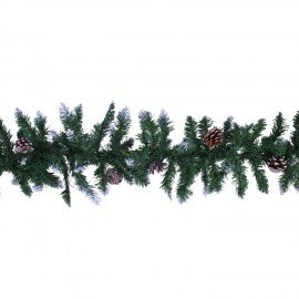 Гирлянда хвойная заснеженная с шишками, длина 270 см, диаметр 25 см, ЗОЛОТАЯ СКАЗКА, 592185