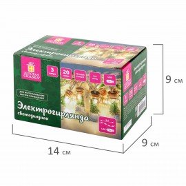 Электрогирлянда-нить комнатная "Бутылочки" 3 м, 20 LED, теплый белый, USB, ЗОЛОТАЯ СКАЗКА, 592203