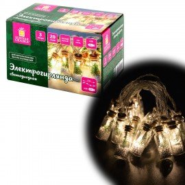 Электрогирлянда-нить комнатная "Бутылочки" 3 м, 20 LED, теплый белый, USB, ЗОЛОТАЯ СКАЗКА, 592203