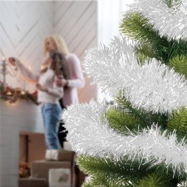 Мишура КОМПЛЕКТ 3 штуки, диаметр 100 мм, длина 2 м, белая, 592218