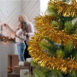 Мишура КОМПЛЕКТ 3 штуки, диаметр 100 мм, длина 2 м, золотистая, 592220