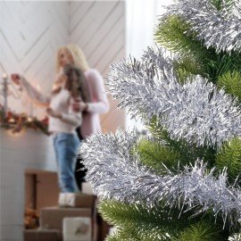 Мишура КОМПЛЕКТ 3 штуки, диаметр 100 мм, длина 2 м, серебристая, 592221