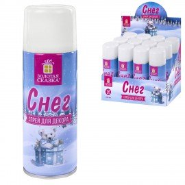 Снег для декорирования в спрее БЕЛЫЙ СНЕГ, 250 мл, 85гр, ЗОЛОТАЯ СКАЗКА, 592282