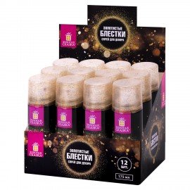 Блёстки для декора в спрее ЗОЛОТИСТЫЕ, 175 мл, ЗОЛОТАЯ СКАЗКА, 592283
