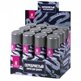 Спрей для декора СЕРЕБРИСТЫЙ, 250 мл, ЗОЛОТАЯ СКАЗКА, 592286