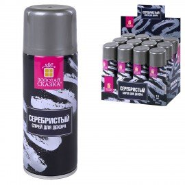 Спрей для декора СЕРЕБРИСТЫЙ, 250 мл, ЗОЛОТАЯ СКАЗКА, 592286
