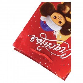 Пакет подарочный (1 штука) 26х32х13 см, "Чебурашка и снежинки", ПКП-0402