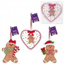 Украшение елочное (1шт) "Пряник", 12х9 см, полимерная глина, ассорти 3 дизайна, ЗОЛОТАЯ СКАЗКА, 592408