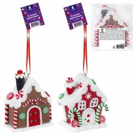 Украшение елочное (1шт) "Пряничный домик", 9х10см, полимерная глина, ассорти, ЗОЛОТАЯ СКАЗКА, 592409