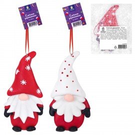 Украшение елочное (1шт) "Гномик" 12х6 см, полимерная глина, ассорти 2 дизайна, ЗОЛОТАЯ СКАЗКА, 592410