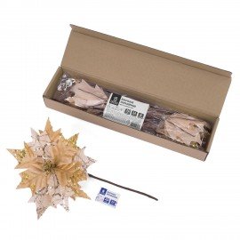 Украшение елочное КОМПЛЕКТ 3 шт "Цветок", диаметр 22 см, длина 20 см, золото, ЗОЛОТАЯ СКАЗКА, 592417