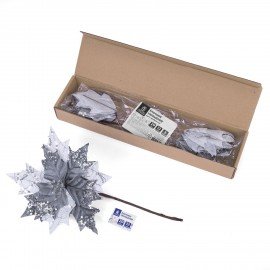 Украшение елочное КОМПЛЕКТ 3 шт "Цветок", диаметр 22 см, длина 20 см, серебро, ЗОЛОТАЯ СКАЗКА, 592418