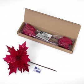 Украшение елочное КОМПЛЕКТ 3 шт "Цветок", диаметр 22 см, длина 20 см, красный, ЗОЛОТАЯ СКАЗКА, 592419