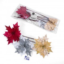 Украшение елочное (1шт) "Цветок", диаметр 22 см, длина 20 см, ассорти 3 дизайна, ЗОЛОТАЯ СКАЗКА, 592420