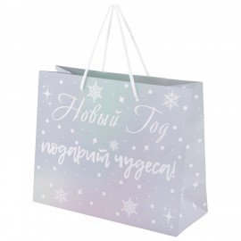 Пакет подарочный НАБОР 4 штуки, новогодний, 26х13х32см, "Сияние", голография, ЗОЛОТАЯ СКАЗКА, 592427