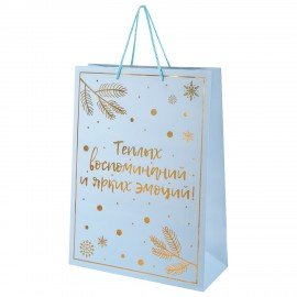 Пакет подарочный (1шт) новогодний, 33x13x45см, "Сказочный Новый Год", голография, ЗОЛОТАЯ СКАЗКА, 592428