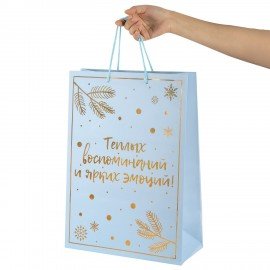 Пакет подарочный (1шт) новогодний, 33x13x45см, "Сказочный Новый Год", голография, ЗОЛОТАЯ СКАЗКА, 592428