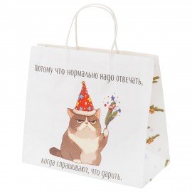 Пакет подарочный НАБОР 4 штуки, новогодний, 28х14х24 см "Котики №1", крафт, ЗОЛОТАЯ СКАЗКА, 592431