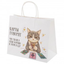 Пакет подарочный НАБОР 4 штуки, новогодний, 28х14х24 см "Котики №2", крафт, ЗОЛОТАЯ СКАЗКА, 592432