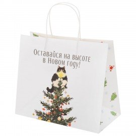 Пакет подарочный НАБОР 4 штуки, новогодний, 28х14х24 см "Котики №2", крафт, ЗОЛОТАЯ СКАЗКА, 592432