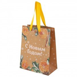 Пакет подарочный НАБОР 4шт новогодний, 18х10х23см, "Зимнее волшебство", крафт, ЗОЛОТАЯ СКАЗКА 592434