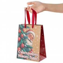 Пакет подарочный НАБОР 4шт новогодний, 18х10х23см, "Зимнее волшебство", крафт, ЗОЛОТАЯ СКАЗКА 592434