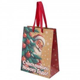 Пакет подарочный НАБОР 4шт новогодний, 18х10х23см, "Зимнее волшебство", крафт, ЗОЛОТАЯ СКАЗКА 592434