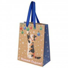 Пакет подарочный НАБОР 4шт новогодний, 18х10х23см, "Зимнее волшебство", крафт, ЗОЛОТАЯ СКАЗКА 592434