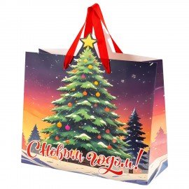 Пакет подарочный НАБОР 4 шт, новогодний, 26х13х32см, "Без границ", ламинация, ЗОЛОТАЯ СКАЗКА, 592438