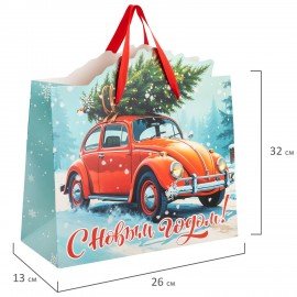 Пакет подарочный НАБОР 4 шт, новогодний, 26х13х32см, "Без границ", ламинация, ЗОЛОТАЯ СКАЗКА, 592438