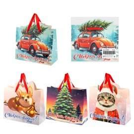 Пакет подарочный (1шт) новогодний, 26х13х32см "Без границ" ассорти, ламинация, ЗОЛОТАЯ СКАЗКА, 592439