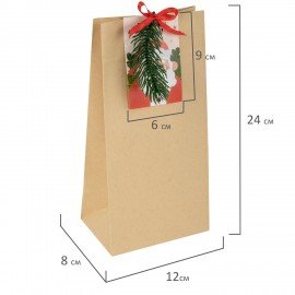 Пакет подарочный НАБОР 10шт новогодний, 12х8х24см, "Magic gift", открытки, крафт, ЗОЛОТАЯ СКАЗКА, 592441