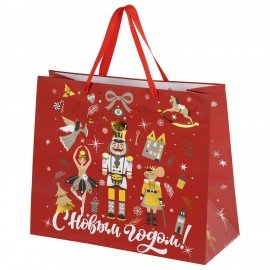 Пакет подарочный НАБОР 4шт, новогодний, 26х13х32см, "Winter Wonderland", фольга, ЗОЛОТАЯ СКАЗКА, 592442