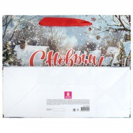 Пакет подарочный (1шт) новогодний 26х13х32см "Winter Wonderland", фольга, ассорти, ЗОЛОТАЯ СКАЗКА, 592443