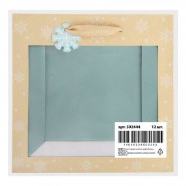 Пакет подарочный (1шт) новогодний, 20х8х20см, "Snowflakes", прозрачное окно, крафт, ЗОЛОТАЯ СКАЗКА, 592444
