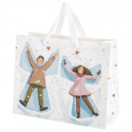 Пакет подарочный (1шт) новогодний, 26х13х32см, "Love story", фольга, ассорти, ЗОЛОТАЯ СКАЗКА, 592445