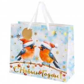 Пакет подарочный НАБОР 4шт новогодний, 26х13х32см, "Акварельная зима", фольга, ЗОЛОТАЯ СКАЗКА, 592446