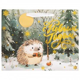 Пакет подарочный НАБОР 4шт новогодний, 26х13х32см, "Акварельная зима", фольга, ЗОЛОТАЯ СКАЗКА, 592446