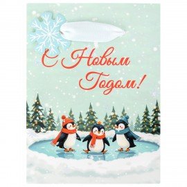 Пакет подарочный (1 штука) новогодний 11х6х15 см "Simple magic", ламинация, ЗОЛОТАЯ СКАЗКА, 592450