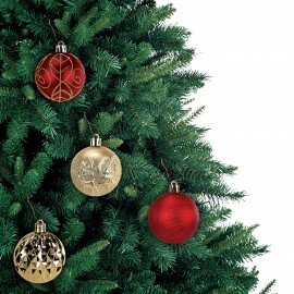 Шары елочные 9 шт, 6 см, "Red&Gold", пластик, золото/красный, ЗОЛОТАЯ СКАЗКА, 592451