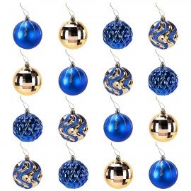 Шары елочные 16 шт, 8 см, "Blue&Gold", пластик, золото/синий, ЗОЛОТАЯ СКАЗКА, 592454