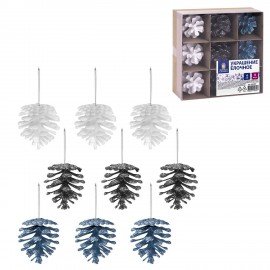 Украшение ёлочное 9 шт, 4 см, "Шишки", пластик, ЗОЛОТАЯ СКАЗКА, 592455