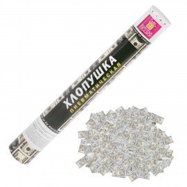 Хлопушка пневматическая 40 см "DOLLARS", бумага, наполнитель "доллары", ЗОЛОТАЯ СКАЗКА, 592463