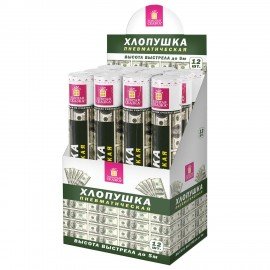 Хлопушка пневматическая 40 см "DOLLARS", бумага, наполнитель "доллары", ЗОЛОТАЯ СКАЗКА, 592463