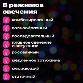 Электрогирлянда-нить комнатная "Pastel", 10м, 120LED, мультицветная, 220 V, контроллер, ЗОЛОТАЯ СКАЗКА, 592472