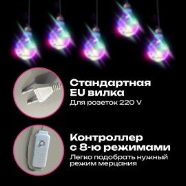 Электрогирлянда-нить комнатная "Лампочки", 3м, 100LED, мультицветная, 220V, контроллер, ЗОЛОТАЯ СКАЗКА, 592473
