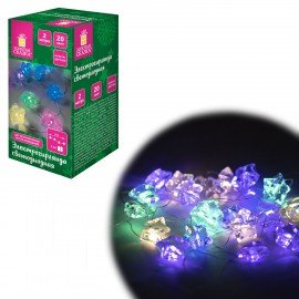 Электрогирлянда-нить комнатная "Звезды", 2м, 20LED, мультицветная, батарейки, ЗОЛОТАЯ СКАЗКА, 592477