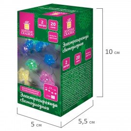 Электрогирлянда-нить комнатная "Звезды", 2м, 20LED, мультицветная, батарейки, ЗОЛОТАЯ СКАЗКА, 592477