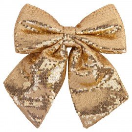 Украшение ёлочное 20х22см, "Бант с пайетками", полиэстер, золото, ЗОЛОТАЯ СКАЗКА, 592479