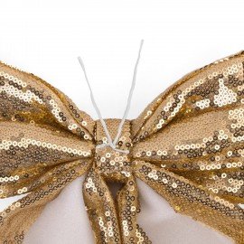 Украшение ёлочное 20х22см, "Бант с пайетками", полиэстер, золото, ЗОЛОТАЯ СКАЗКА, 592479
